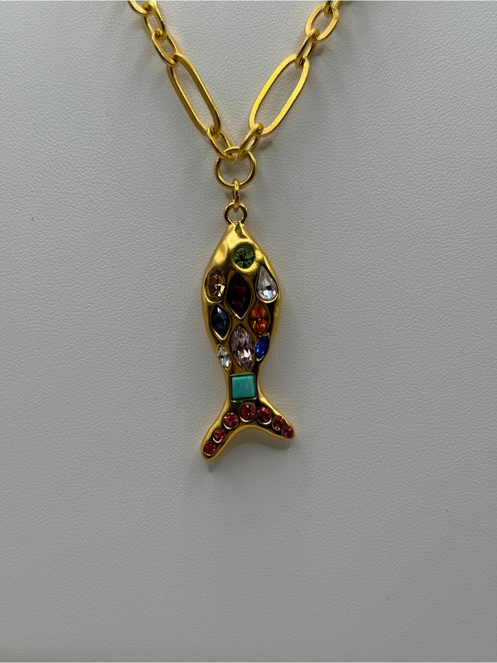 Sequin Scout Fish Mosaic Multi Stone Necklace